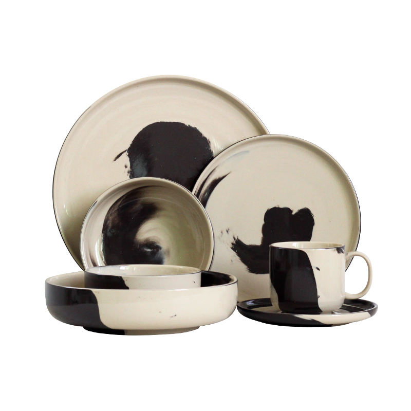 Stylish Customizable Round Ceramic Dinnerware Set for Modern Homes