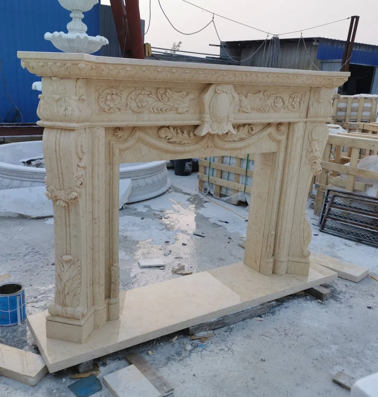 Hot Selling Factory Wholesale Antique Classic Marble Fireplace Natural Stone Mantel for Sale (SYMF-501)