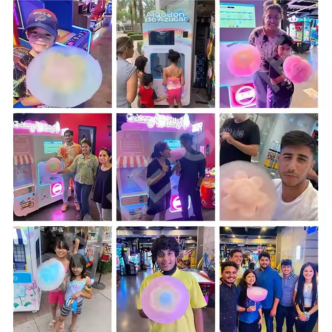 Factory Price Store Cash Operated Candy Floss Machine Fully Automatic Cotton Candy Vending Machine