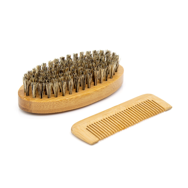 Pure Boar Bristle Beard Brush Set Wood Beard Comb Kit Facial Hair Brush for Men