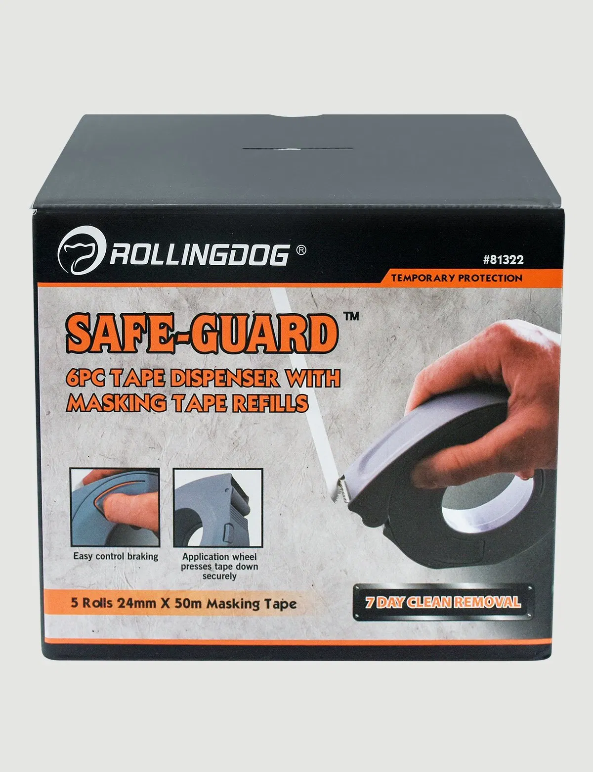 Rolingdog-Standard 81322 6PC Tape Dispenser with Masking Tape Refills