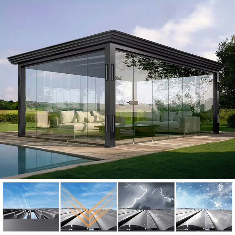 Sunshade Louvered Roof Aluminum Waterproof Outdoor Pool Garden Gazebo Bioclimatic Pergola
