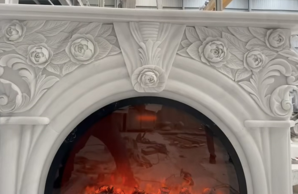 Камин из белого мрамора Ariston White