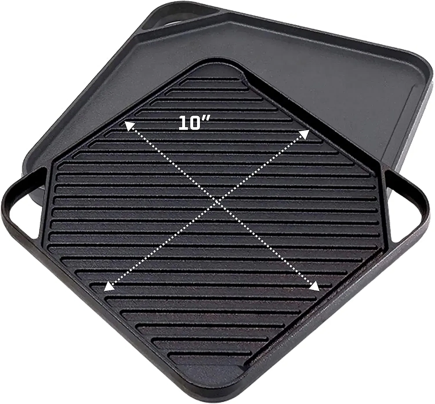 Reversible Square Pan BBQ Griddle Plate Hot Plate Pan Cast Iron Grill Pan with Handle
