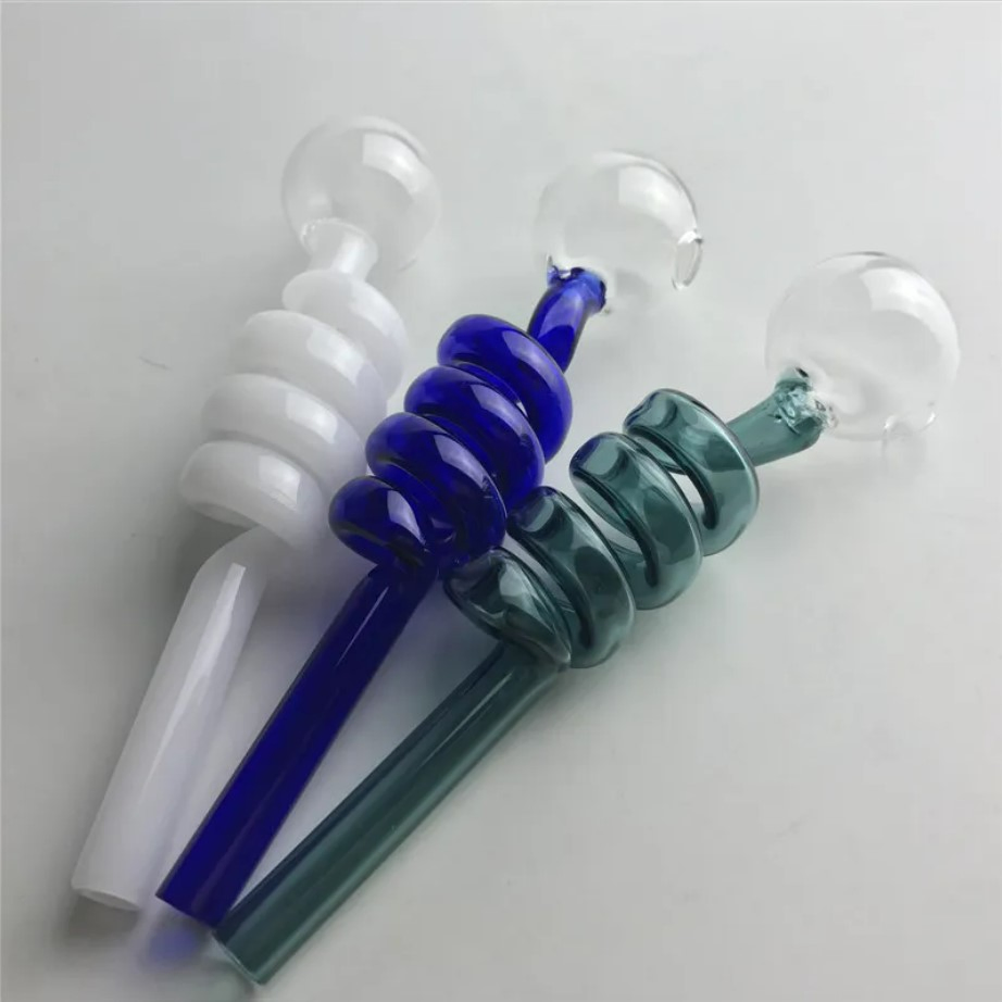 Glass Oil Burner Pipe for Smoking Colorful Thick Pyrex Glass Spring Style Oil Burner Water Pipes Hand Pipe