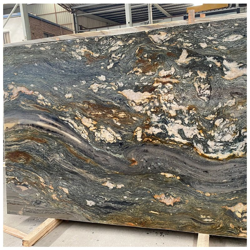 Brazilian Green Santorini Quartzite Slabs for Countertops and Tiles