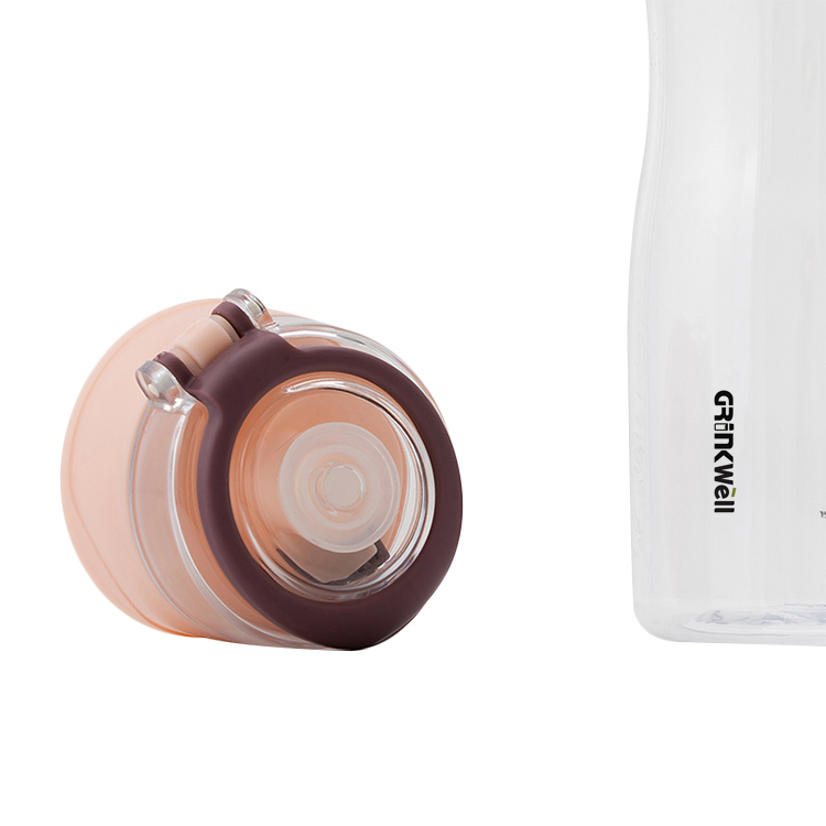 Grink 700ml BPA-Free Material Food Grade Tritan Plastic Sports Water Bottle with Flip Lid Pink