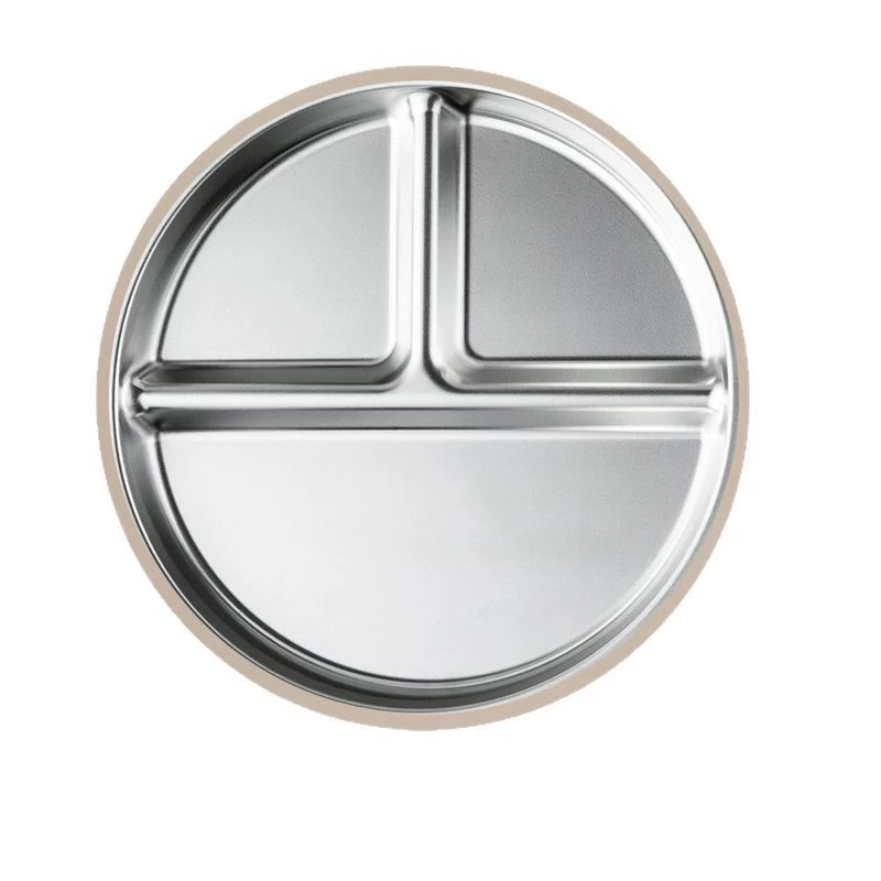 Anti Breakage Metal Toddler Bowls Baby Snack Dishes Stainless Steel Kids Plate with Silicone Suction