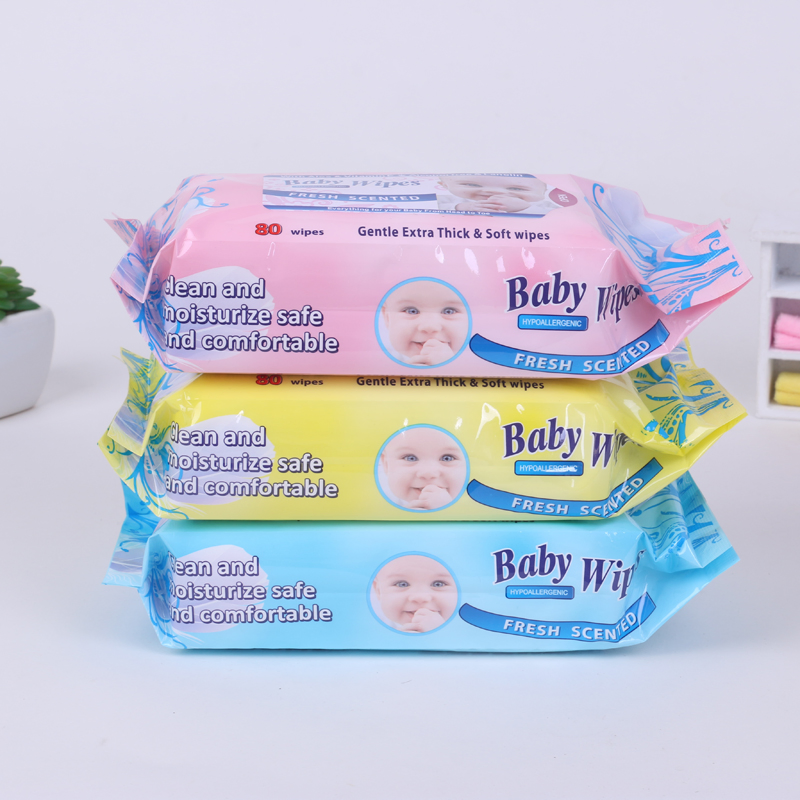 OEM Cheap Baby Care Tissue Non-Woven Hand & Mouth Cleaning Flushable 80 Pieces Baby Wet Wipes