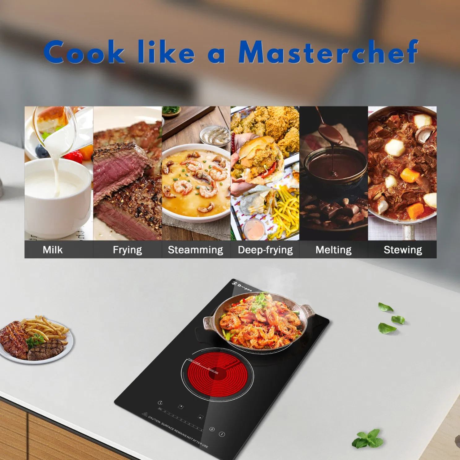 Stock Available Electric Appliances 3000W Infrared Cooker Built-in 2 Burner Ceramic Cooktop