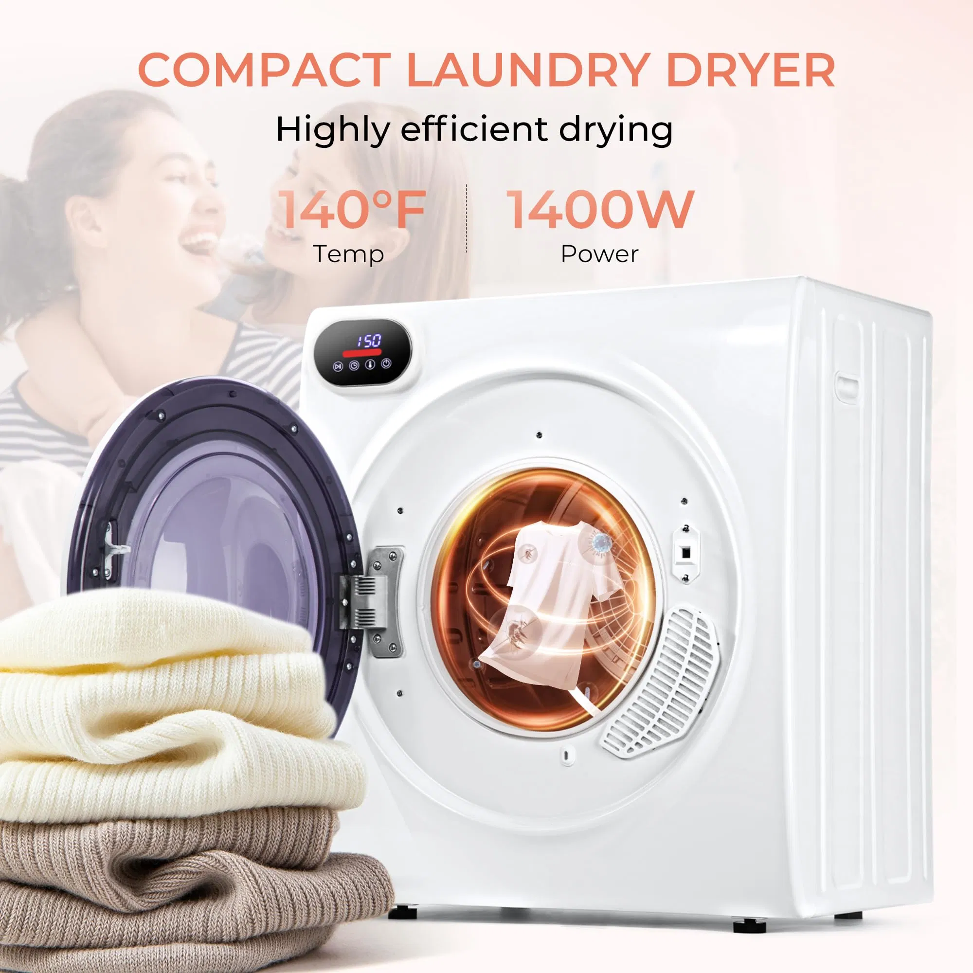 Durable Euhomy 1400 Watts Compact Laundry Dryer for Easy Use