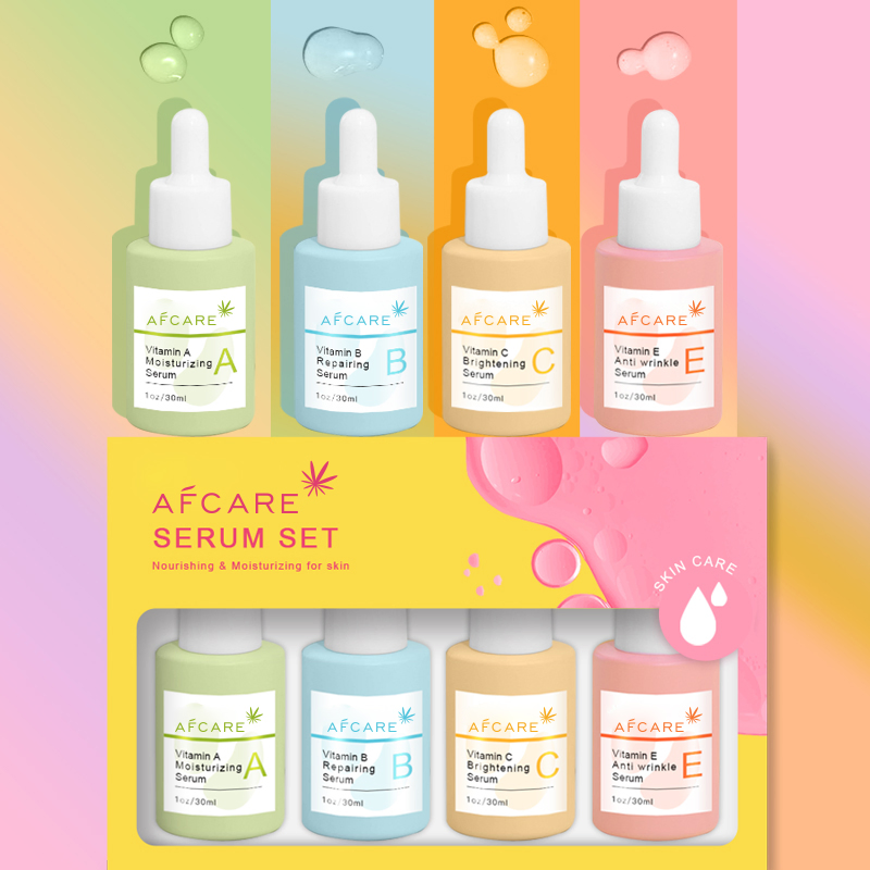 Private Custom Logo MSDS Nature Organic Vitamin Face Serum with Niacinamide Brightening Anti Aging Facial Serum Kit