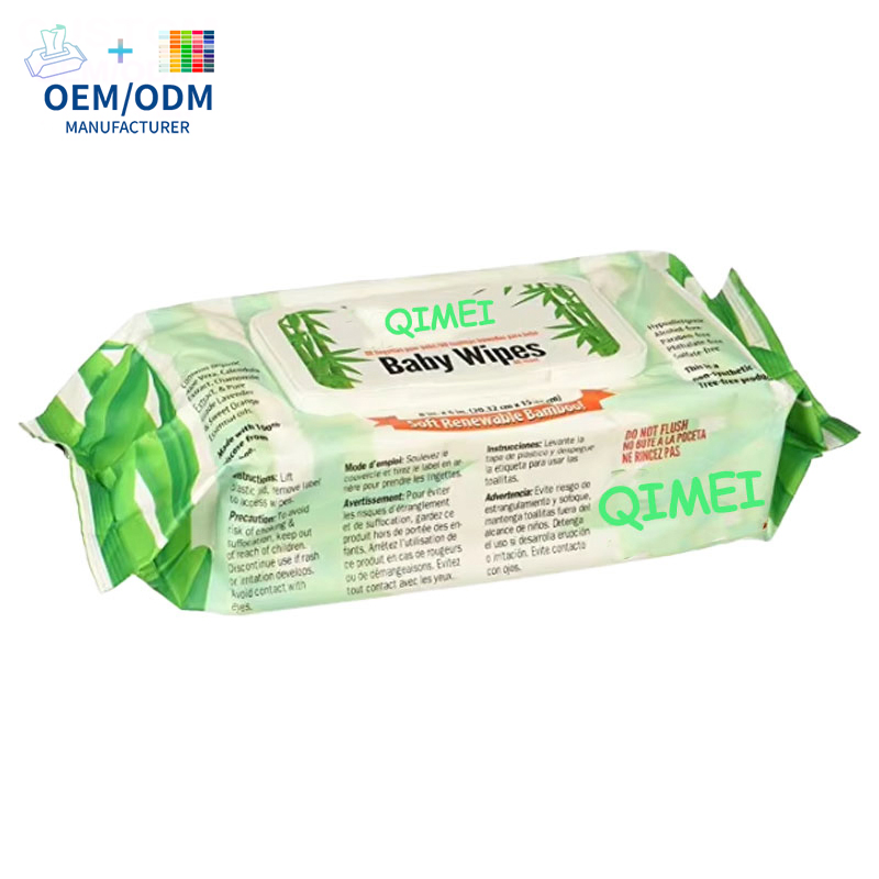 OEM 80PCS Baby Bamboo Fabric Flushable Cleansing Wet Wipes Biodegradable Baby Wet Wipes