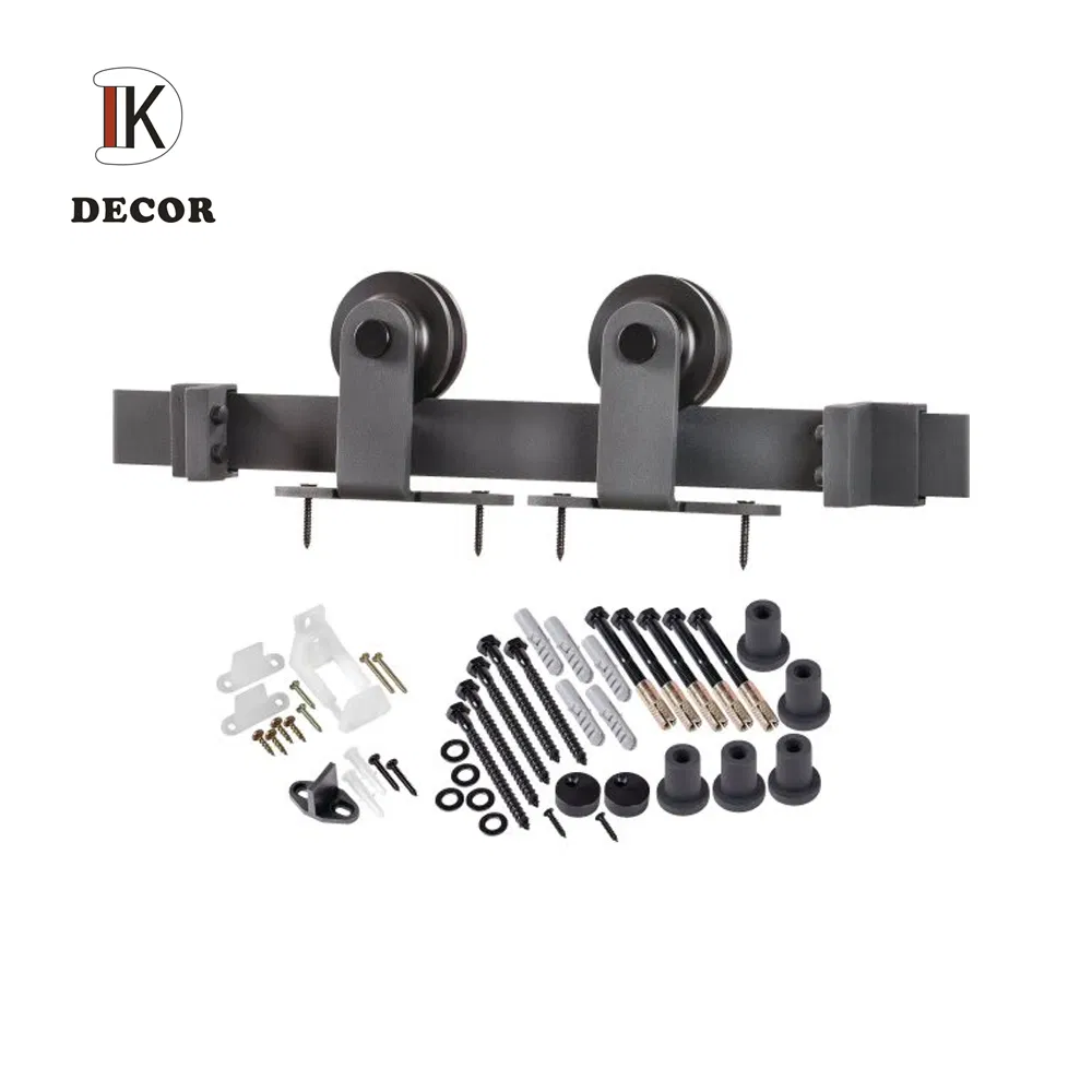 Steel Black Rustic Interior Sliding Barn Door Hardware