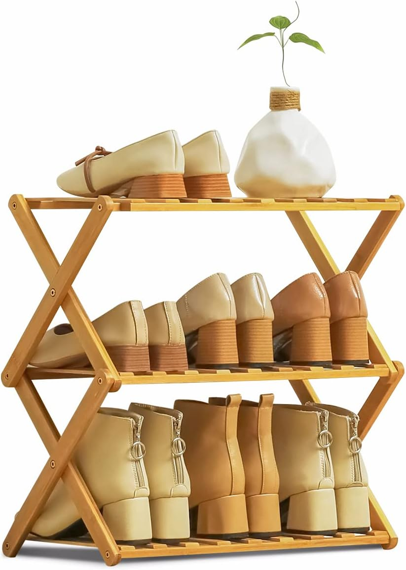 Bamboo Made Household Minimalist Living Room, Bedroom Entrance, No Need to Install Foldable Bamboo Shelves