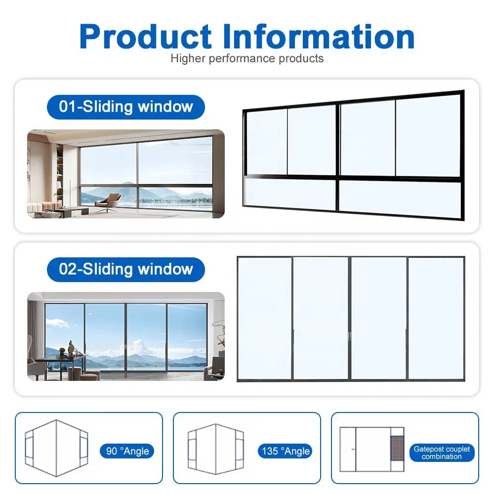 Aluminium Veranda Horizontal Minimal Frame Multi-Track Panoramic Sliding Window