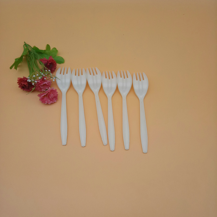 Wholesale Eco Friendly Cornstarch Biodegradable Forks Disposable Plastic Kitchenware