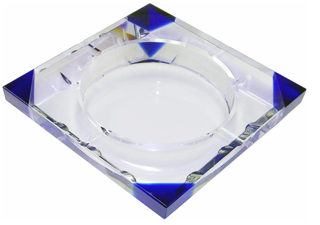 Crystal Large Square Crystal Ashtray with Gift Box, 6 X 6 Inch (150mm X150mm)