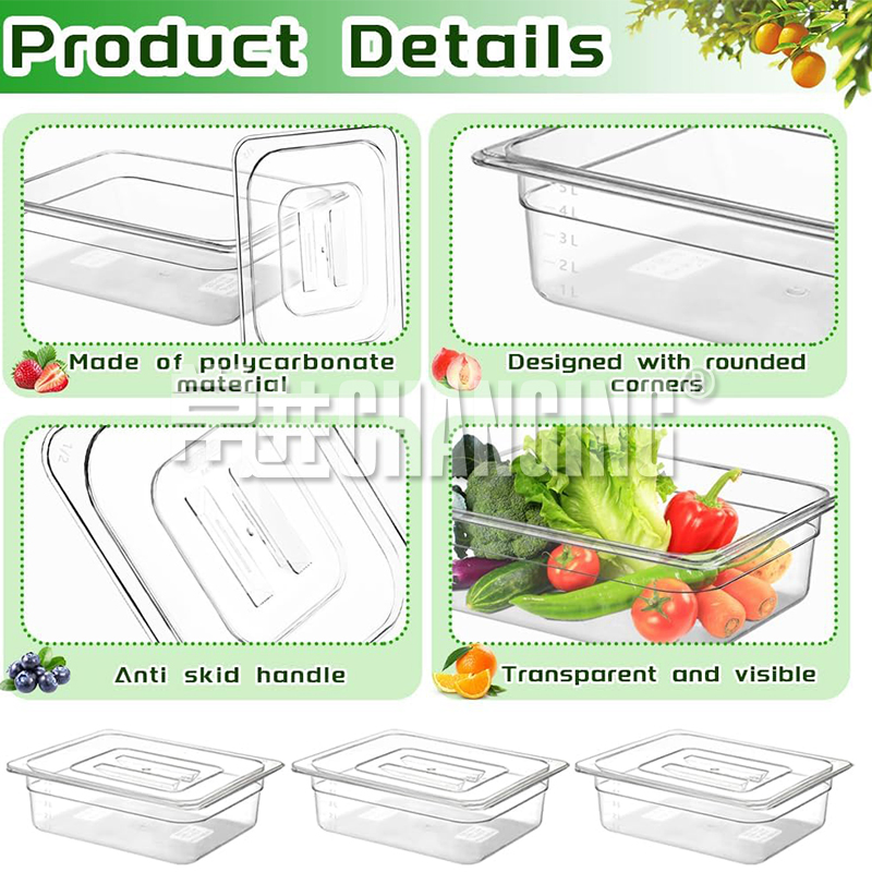 1/9 Gn Pan Clear Plastic Restaurant Equipment for Home Kitchen Hotel Use