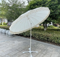 White Premium Fringe Luxury Vintage Cotton Beach Umbrella