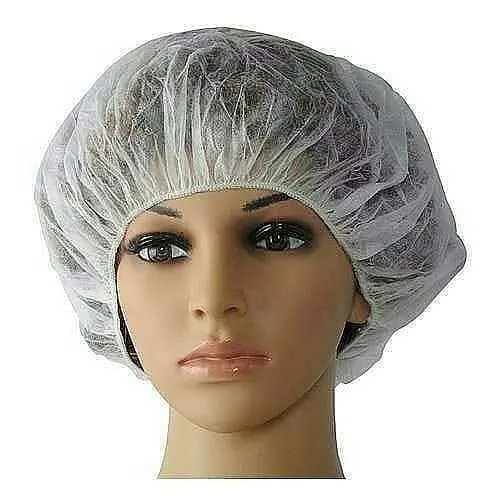 White Color Single Use Disposable Non Woven Working Hat Bouffant Cap