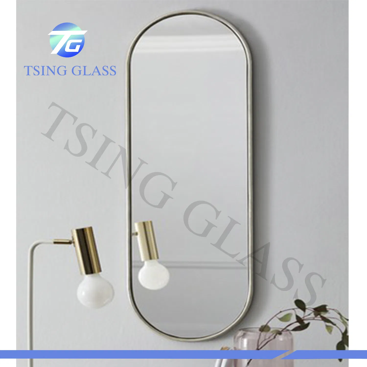 Home Decor Gold Black Rectangle Round Shape Aluminum Alloy Metal Frame Bathroom Wall Framed Mirror