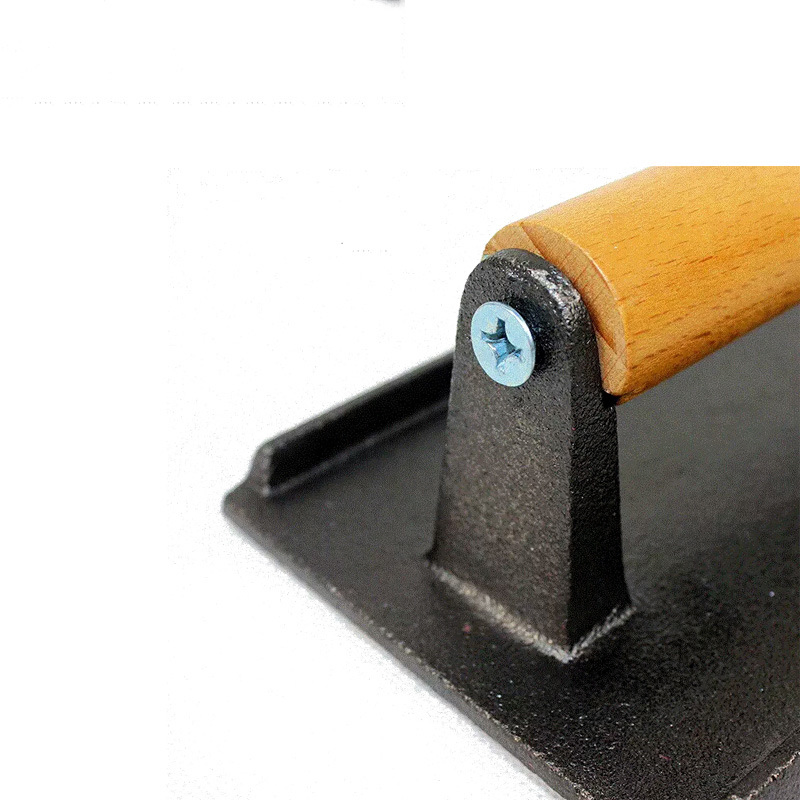 Cast Iron Grill Press with Bamboo Wooden Handle Heave-Cast Iron 8.25 Inch Steak Weight Grill Press