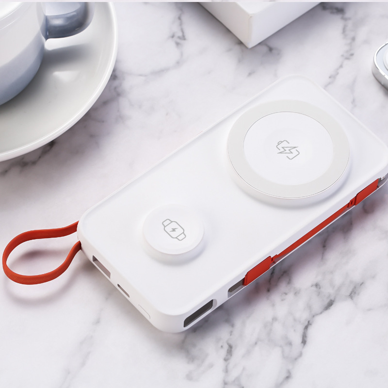 OEM Custom Portable Charger 3 in 1 Magsafe Power Bank 10000mAh 22.5W Fast Charging Magnetic Wireless Power Bank for iPhone Samsung Huawei Watches Aripods
