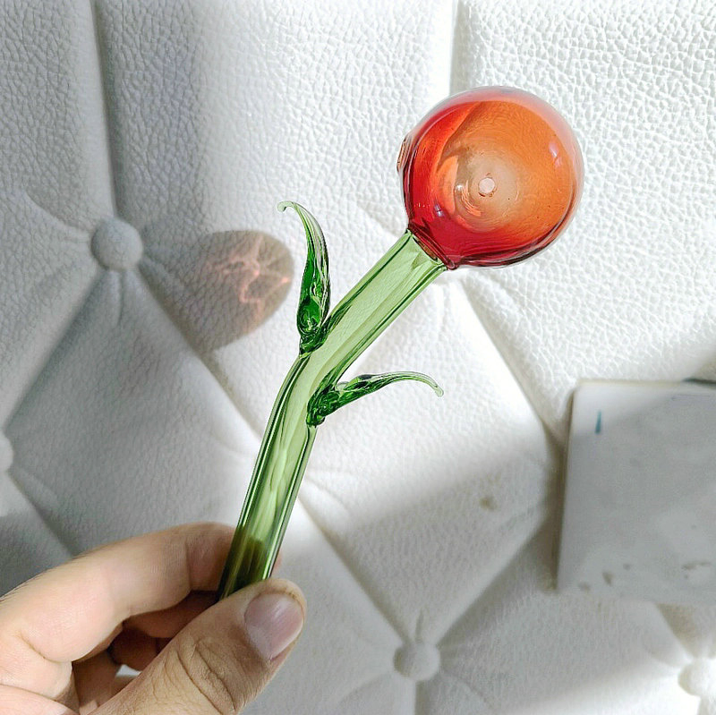 Rose Glass Smoking Pipes Tobacco Hand Spoon Pipe