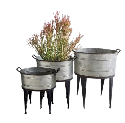 Кашпо металлическое оцинкованное декоративное классический стиль