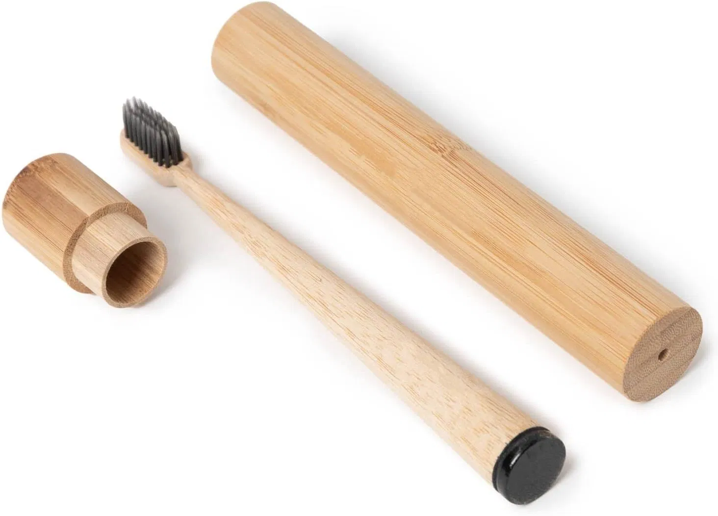 Biodegradable, Eco-Friendly and Sustainable Bamboo Toothbrush Travel Set with Bamboo Case