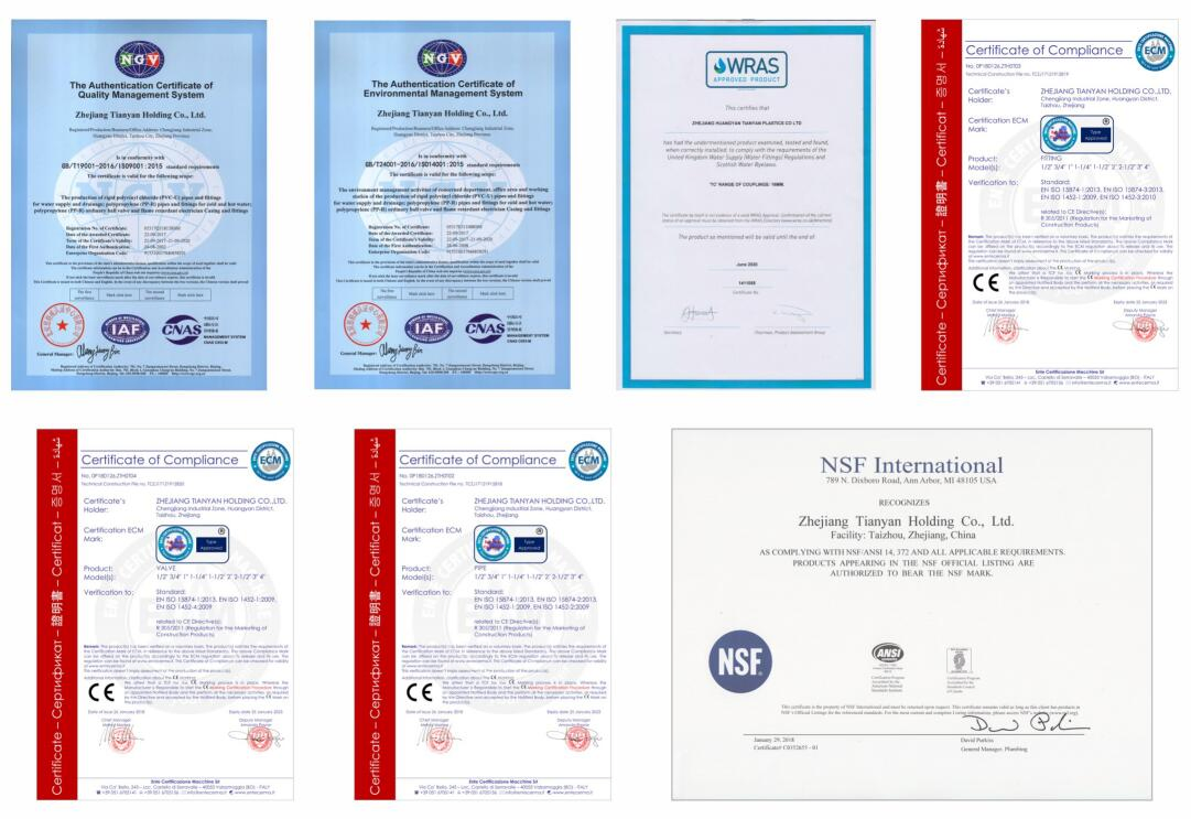 PVC-U Pn10 Pressure Pipe Fittings Plastic PVC Cross ISO1452 Lesson Tianyan OEM