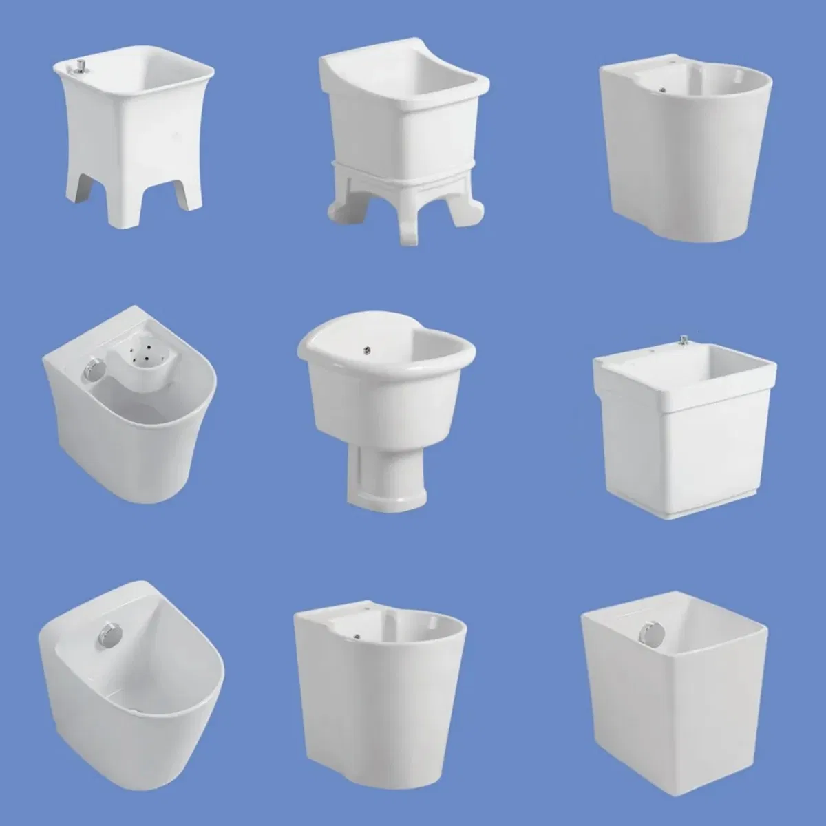 Pedestal Mop Cleaning Tub Ceramic Sanitary Ware White Glazed Outdoor Use