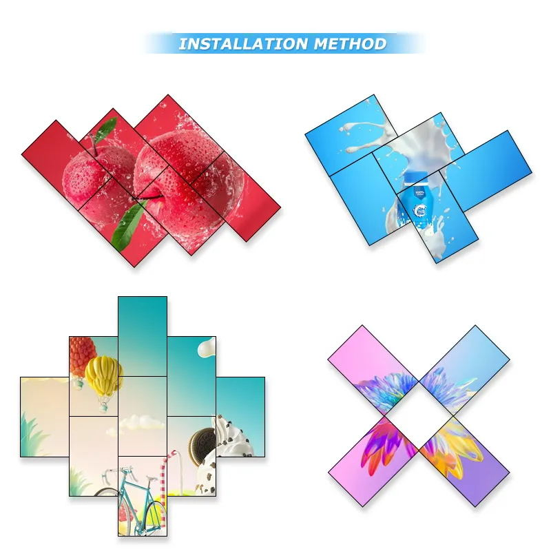 55 Inch LCD Splicing Screen 4X4 Controller Kiosk LCD Video Wall with Narrow Bezel 3.5 mm