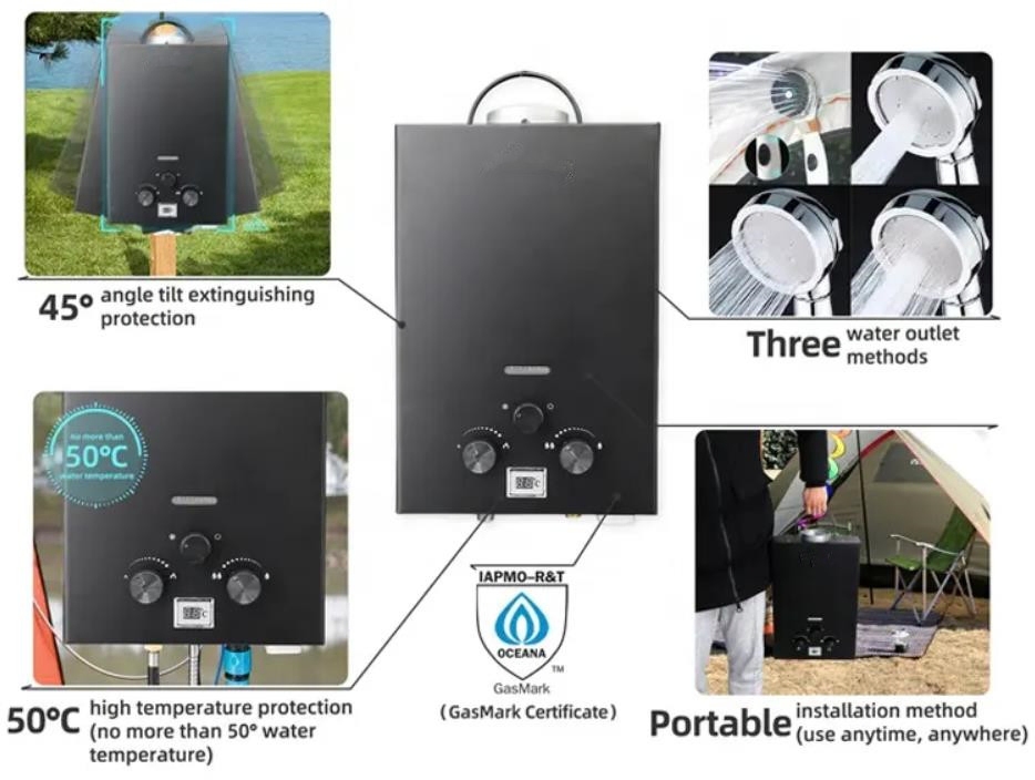 Portable RV Outdoor Camping LPG Tankless Instant Gas Geyser Hot Water Heater