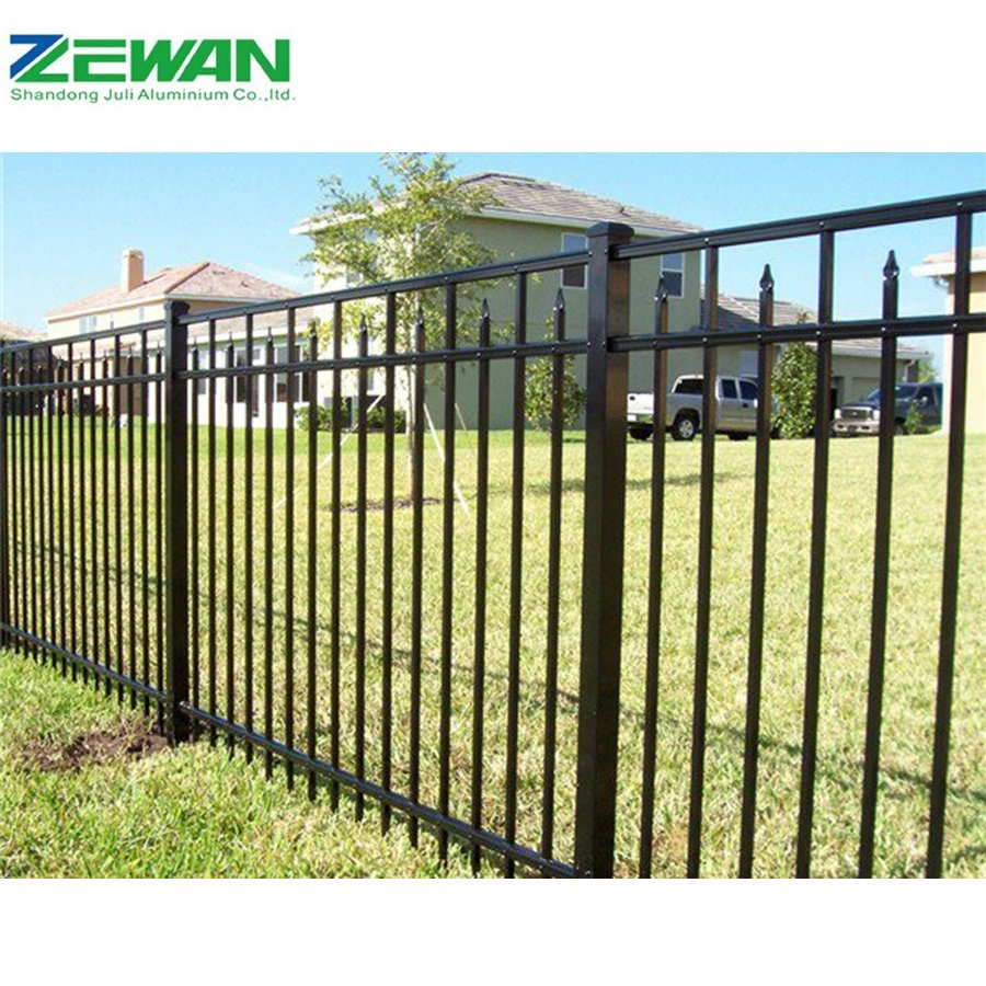 Outdoor Aluminium Safety and Security Fencing Panel Metal Square Post Fences Aluminum Decorative Picket Fence for Garden Decoration / Swimming Pool / Farm