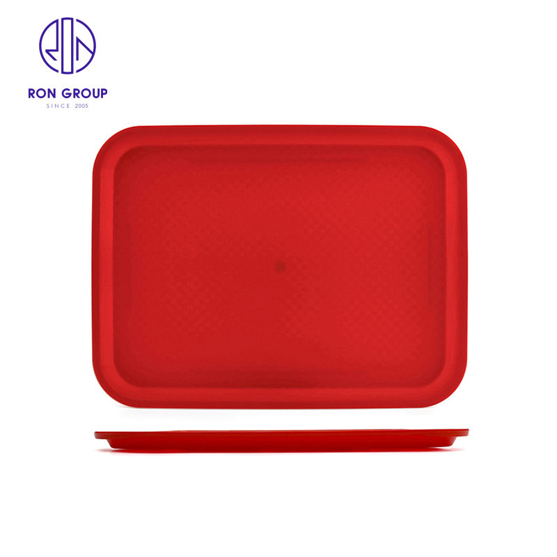 Coffee Shop Fast Food Restaurant Hotel Food Drink Tray Stackable Melamine Plastic BBQ Serving Non-Slip Rectangle Tray