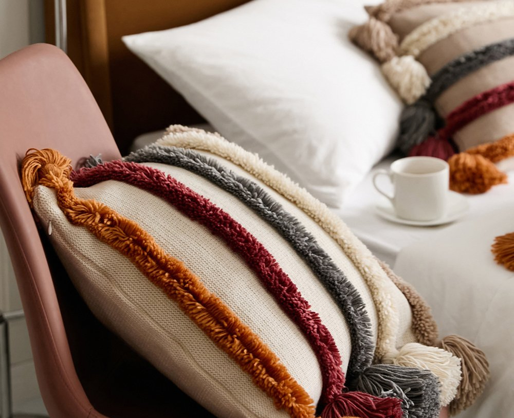 Nordic Cozy Outdoor Knitted Tassels Decorative Throw Pillow