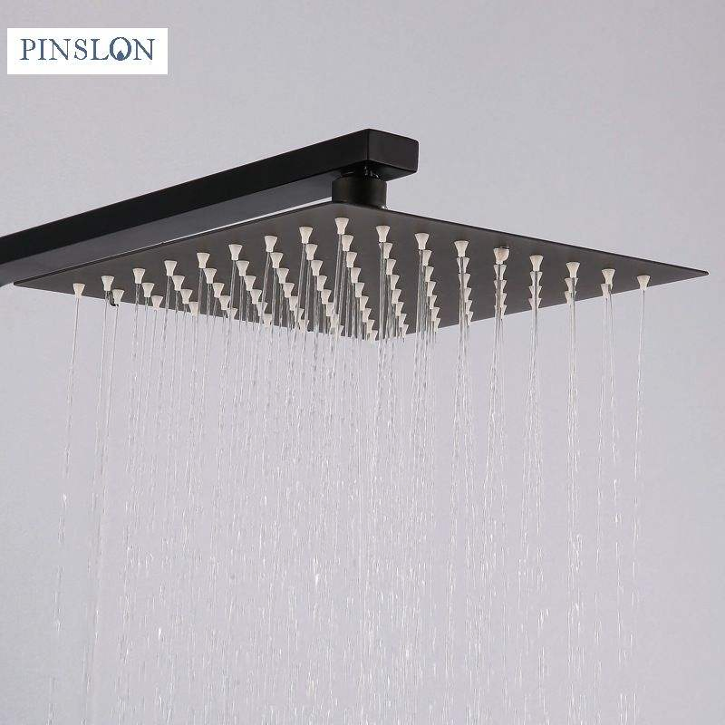 Rainfall Shower Thermostatic Mixer Shower Set Black Shower Column