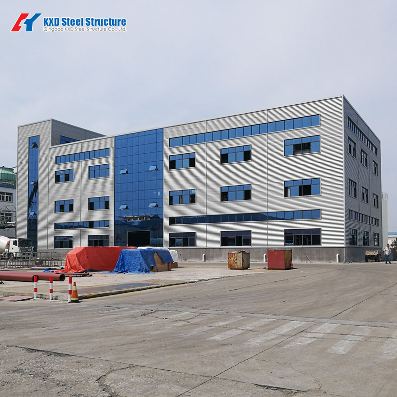 Prefabricated Steel Structure Three Story Office with Parapet Wall