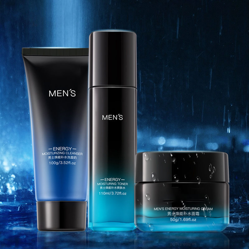Custom Logo Men's Skin Care Moisturize Shrink Pores Cleanser Toner Cream Skin Care Kits for Men
