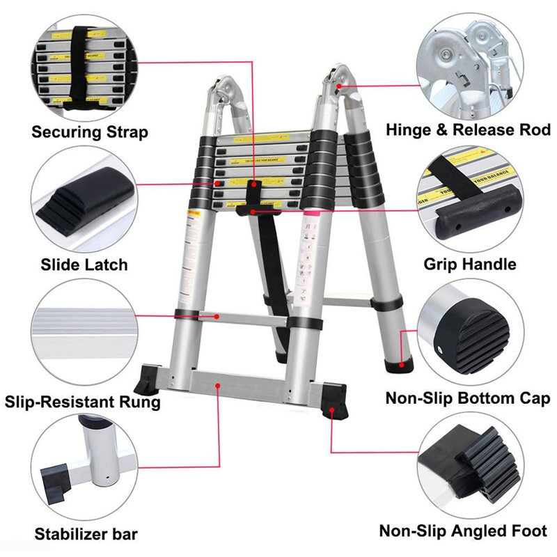 Double Sidesingle Straight Folding Step Telescopic Aluminum Ladder for Sale