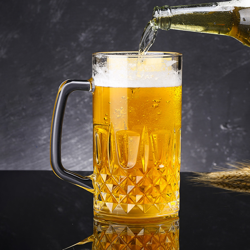 Classic Blowing Craft Beer Glass Pilsner Beer Mug Glass Cup with Handle