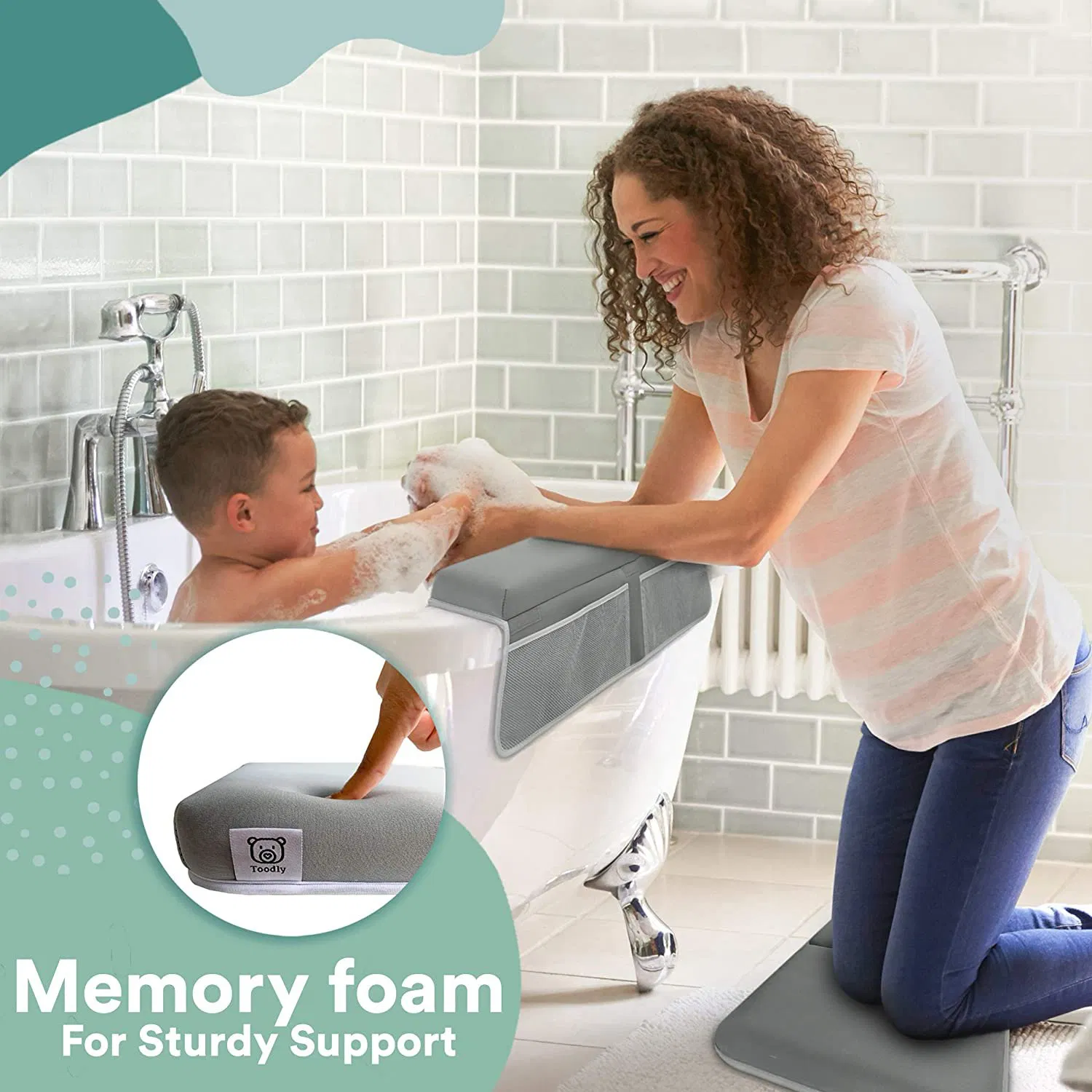 Baby Elbow Rest Pad Set Thickest Bathtub Kneeler Pad Ideal Bath Kneeling Pad Bath Toys Organizer Bath Knee Pad with Memory Foam