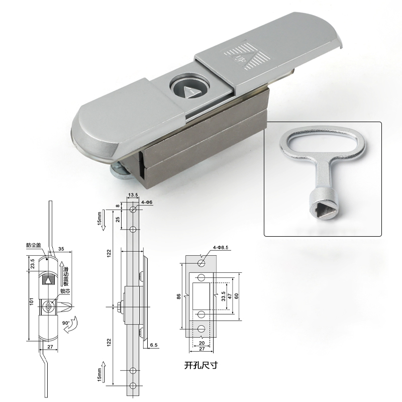 Zinc Alloy Triangle Key Security Lock for Control Cabinets Door