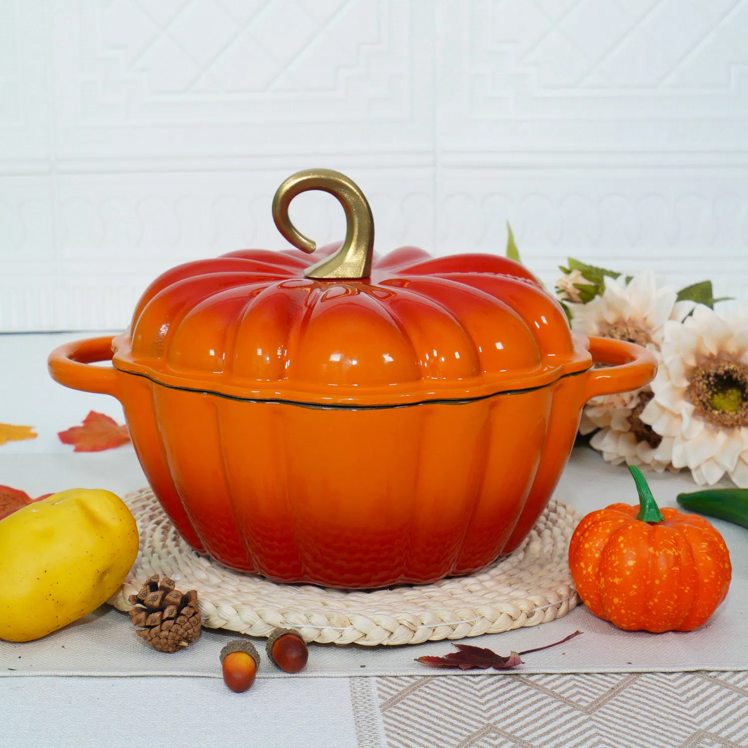 Wholesale Non-Stick Enameled Cast Iron Pumpkin Casserole