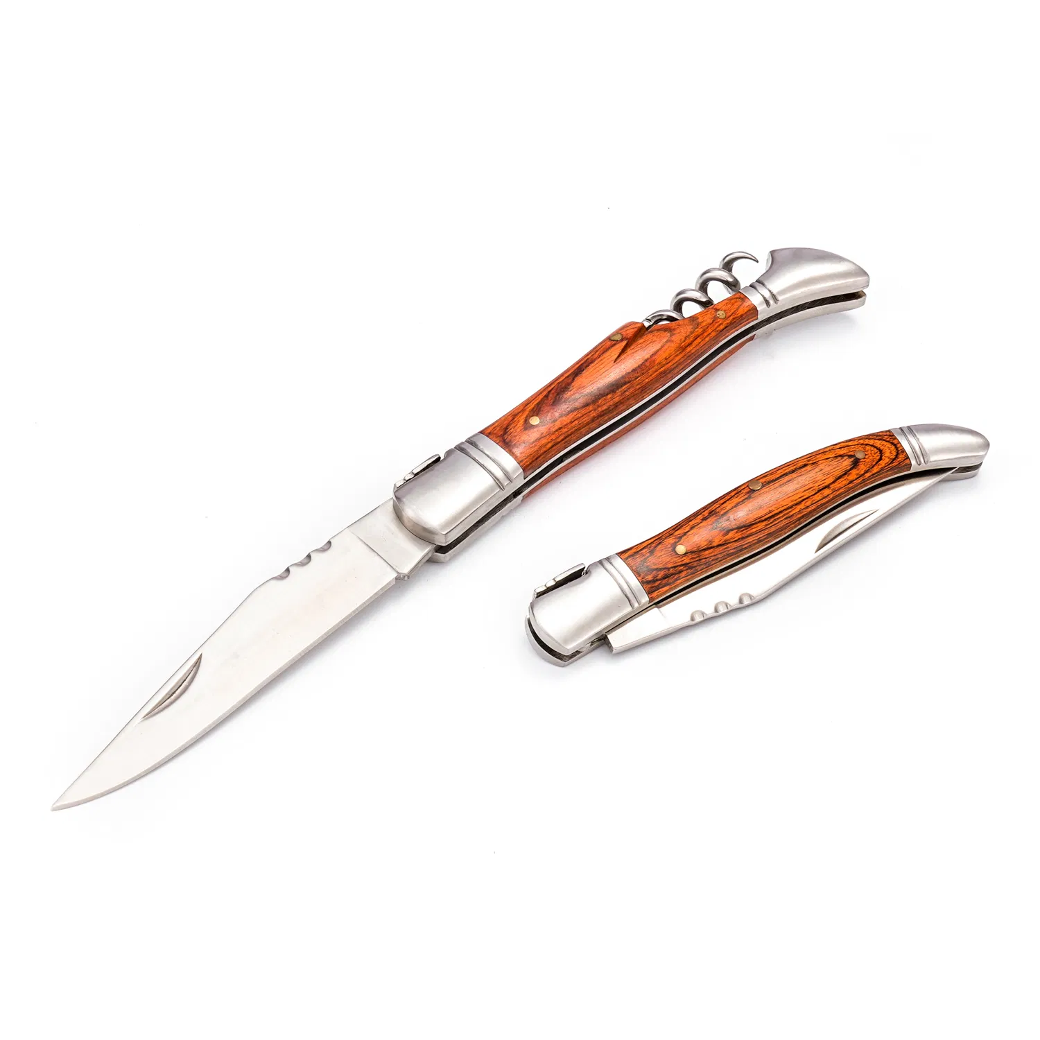 4.5 Inches Classical Laguiole Folding Knife Wine Corkscrew with Pakka Wood Handle