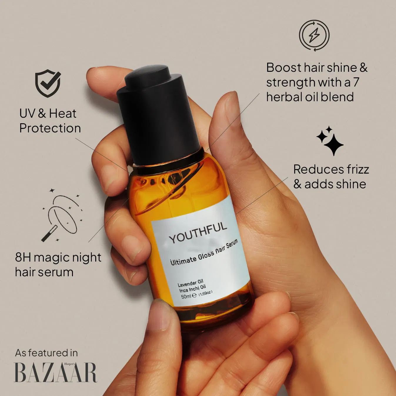 Heat Protectant & Frizz Control Oil Herbal Oils Infused