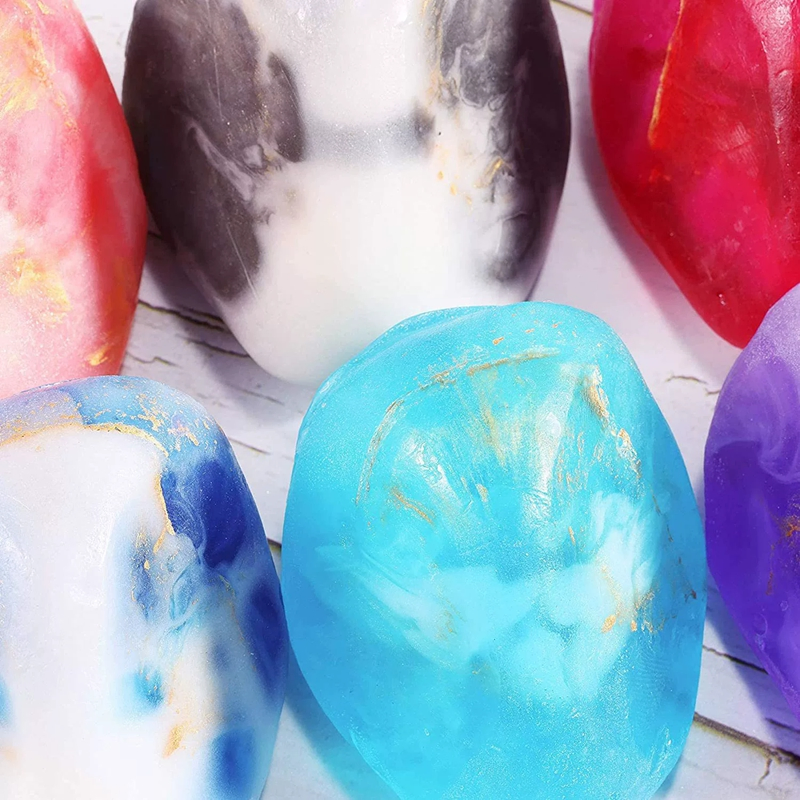 Custom Colorful Gemstone Stone Shaped Rock Soap Cleansing Bath Cold Process Glycerin Handmade Soap