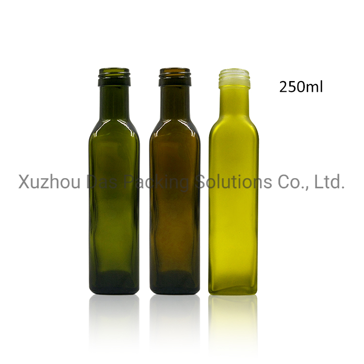 Dark Green Round 250ml Glass Olive Oil Bottle with Stainless Steel Lid